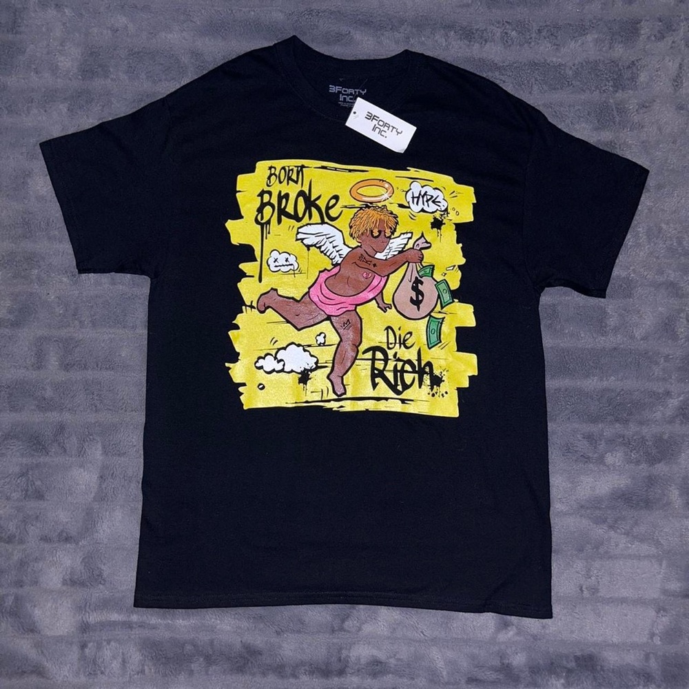 3Forty brand “Born broke Die rich” T shirt size LARGE (runs more like a medium)